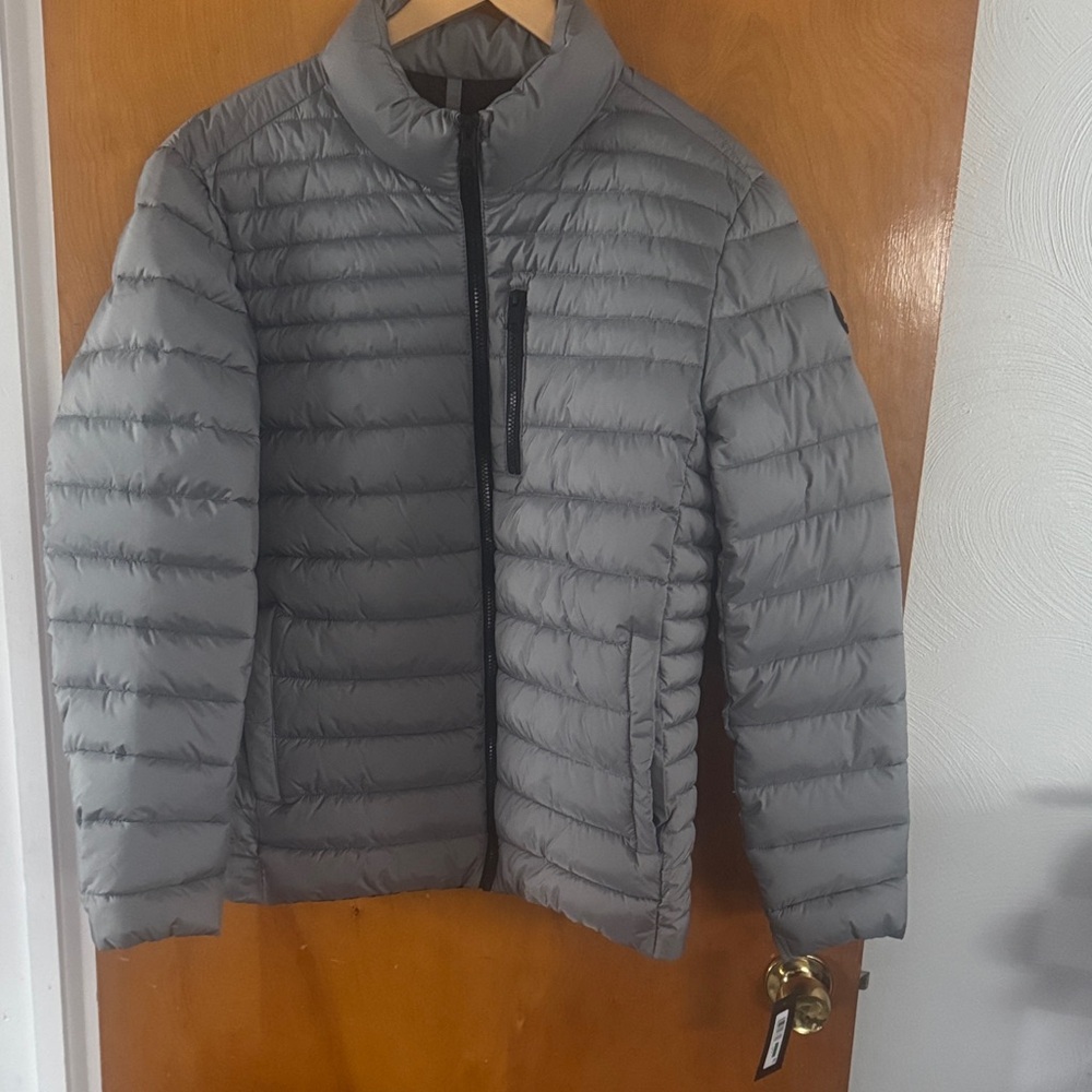 Kenneth Cole Puffer Jacket Mens Large Gray Zip Pocket